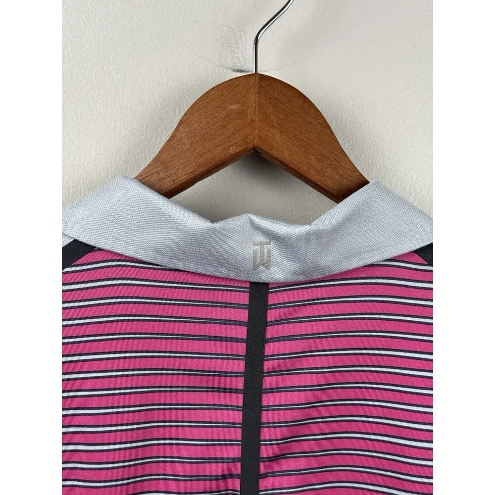 Nike Golf TW Tiger Woods Collection Dri-Fit XL Gray Polo - Snap Buttons